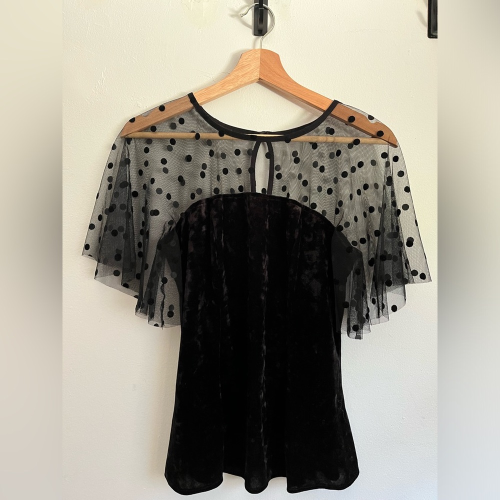 Eva Franco: Harriet Mesh Trim Velvet Top